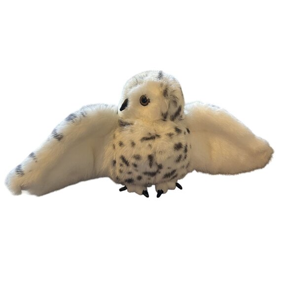 Folkmanis Snowy Owl Puppet Plush Toy 13" High With 21" Wingspan - Picture 5 of 5